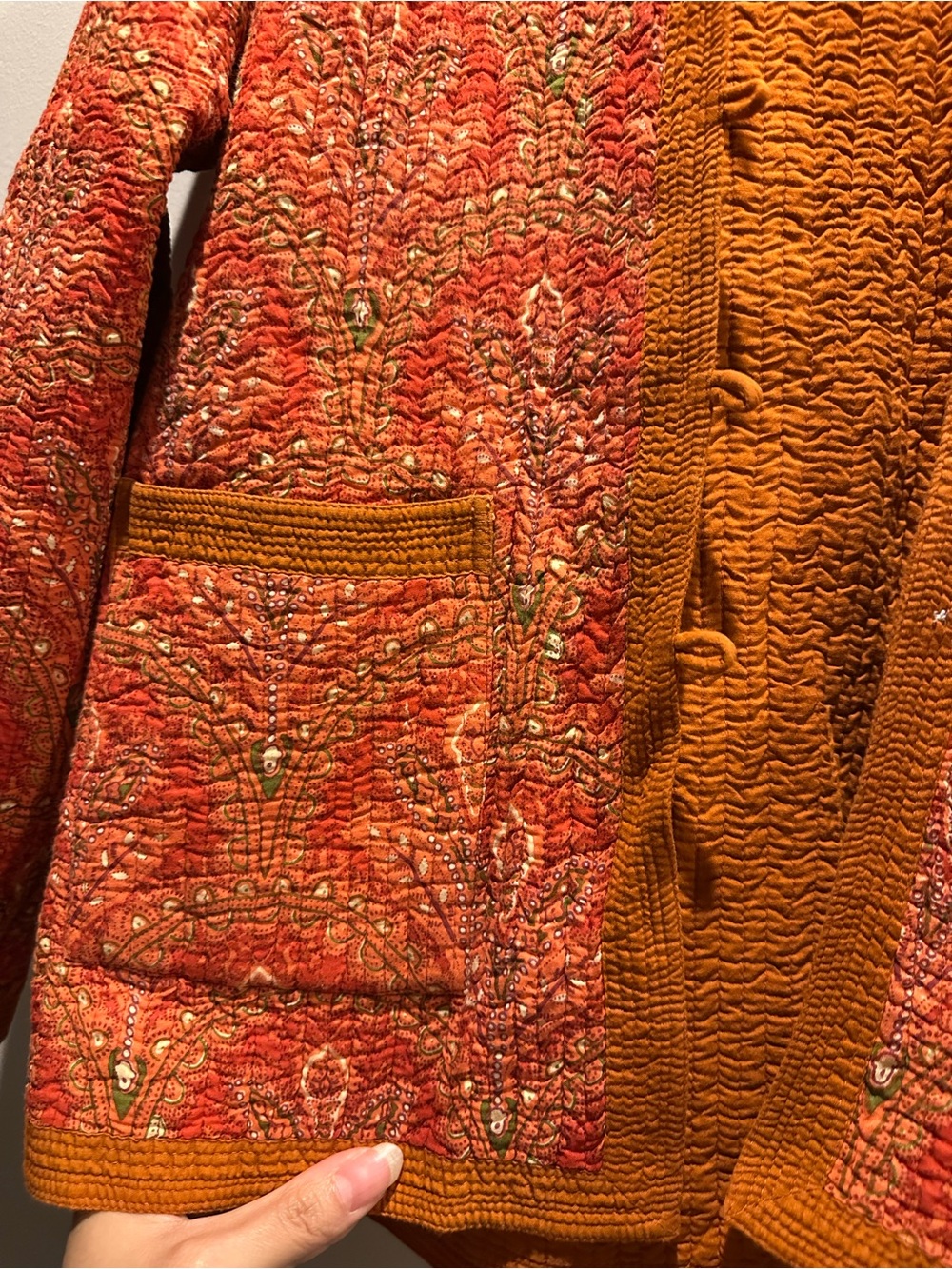 Reversible Orange Quilted Button-Front Jacket - Picture 8 of 8